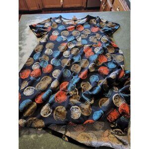 Lularoe black&multi color circles Carly  dress sz small